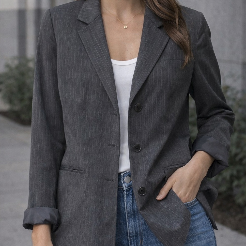 DKNY Charcoal Pinstripe Blazer